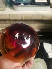Vintage Amber Red Orange Hand Blown Glass Sphere Ball Fish Net Float 4   