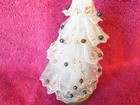 Vintage Japan 7  Tulle Mesh White Christmas Tree Mercury Bead Ornaments-label-ex
