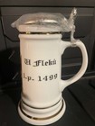 Vintage Style German Beer Stein W  Lid Ceramic U Fleku 1499 Prague Style Mug