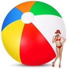 Giant 12ft Inflatable Rainbow Beach Ball - Jumbo Pool Toy For Water Games   Part