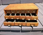 Antique Oak 15 Drawer Counter Top Store Hardware Cabinet 1900s Era