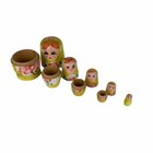 Handpainted Russian Nesting Dolls Set Matryoshka Floral Yellow Pink 5 Sizes
