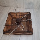 Vtg Hand Painted Wood Nut Bowl With Shell Cracking Tool Holiday Design Christmas