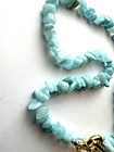 Blue Faux Pearl Pendant Mixed Rock Stone Glass Chip Bead Necklace Beaded Strand