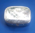 Vintage Silver Tone Blue Stone Pill Box With Three  3  Compartments 