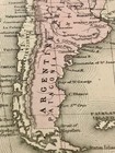Antique Map 1886 Brazil South America Hand Painted Copper Plate Intaglio Framed