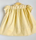 Vintage Buttercup Yellow Baby Dress 12 M  Handmade Flocked W embroidered Flowers