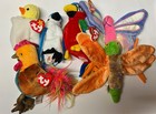 Ty Beanie Babies Bird   Insect 6 Pc Lot Rooster Duck Parrot Dragonfly All W Tags