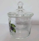 Vintage Jam Jar Clear Glass Condiment Preserve Pot Blackberry Jelly Hand-painted