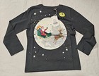 Mini Boden Festive Graphic Shirt Top Santa Moon Gray Nwt New 5-6