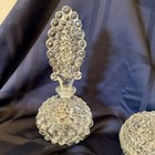 Vintage Vanity Clear Bubble Glass Perfume Bottle   Powder Dish Set