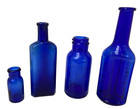 Antique Cobalt Blue Bottles 4 Pharmacy Bromo-seltzer Dandrine Laxol Chelfs Comp