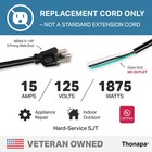 15 Foot 12 Awg Power Cord Replacement Open End 3 Prong 12 3 Sjt Nema 5-15p Black