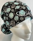 Planet Galaxy Print Medical Ponytail Pouch Surgery Hat Scrub Cap