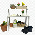 Miniature Dollhouse Garden Potting Bench Set  1 12 Scale  With Tools  Flowers  P