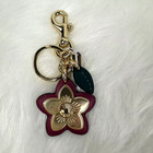 Coach Wildflower Bag Charm With Key Ring Key Chain In Gold pink Flower Nwt