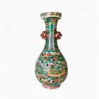19th Century Chinese Wucai Openwork Phoenix Vase  Lion Mask Handles
