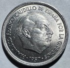 1957  1958  Spain 5 Centavos  Unc bu High Catalog Value 