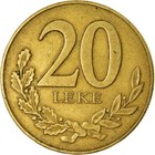 Albania 20 Leke Coin   Liburn Ship   Dolphin   Oak   Laurel Branch   1996 - 2000