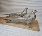 Pair Of Vintage 11  Silver Plated Pheasant Figurines Stamped   Made In Italy   
