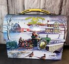 2005 John Deere Tractor Mini Tin Metal Lunch Box Holiday Christmas Scene 