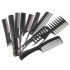 10pcs Black Salon Hair Hairdressing Pro Plastic Barbers Brush Combs Set New