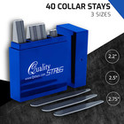 Quality Stays 40 Metal Collar Stays For Men s Dress Shirts     3 Sizes In Divided 