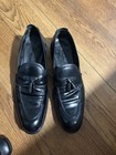 Louis Vuitton Men   s Us 11 Black Leather Tassel Loafers Slip-on Almond Toe