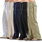 Mens Cotton Linen Loose Pants Casual Drawstring Beach Yoga Baggy Long Trousers