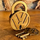 Volkswagen Solid Brass Lock And Keys With Antique Finish  3 25  X 2 25  