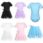 Girls Ballet Dance Dress Kids Gymnastics Leotard Tutu Wrap Skirt Chiffon Skirts