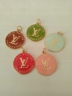 Lot Of 5 Stamped 25mm  Designer Button Zipper Pull  Gold  Tone Lv Button Charm 