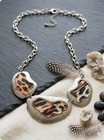Wide Silver Leopard Print Necklace  A Distinctive Boho-chic Necklace With A Vint