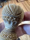 Stunning Antique Carved Sewing Needle Case Coquilla Nut Victorian