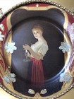 Antique Metal Plate Vienna Art Plates Pat Feb 21st 1905 Woman Holding Candle