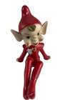 Christmas Pixie Elf Figurine Thames Porcelain Ceramic Sculpture Red Sitting