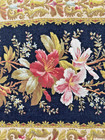 Antique 1880 s French Upholstery Fabric 32x20  Gorgeous Black-red-pink