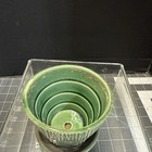 Mccoy Vintage Basket Weave Art Pottery Green Flower Pot Planter  3 