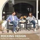 3 Pce Rocking Bistro Set Wicker Patio Outdoor Furniture Porch Chairs Glass Table
