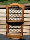 Vintage Country Farmhouse Metal Wood 2 Tier Display Wall Shelves Hanging Shelf