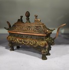 Ancient Collectable Decorated Old Handwork Bronze Carved Dragon Incense Burners