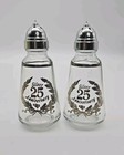 Sterling Silver 25th Anniversary Salt And Pepper Shakers Glass