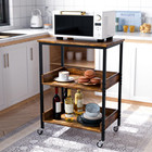 Kitchen Microwave Cart  3 Tier Rolling Utility Cart On Wheels Coffee Cart  Stora