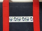 Vintage Canvas Tote Bag - Navy  Red - Wild Blueberries - My Maine Bag Bangor  Me