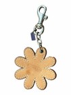 Coach Patchwork Daisy Flower Bag Charm Keychain Leather Silver Tone Clip Fob