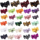Gold Paisley Mens Bow Tie Cufflinks Hanky Set Wedding Prom Party Set