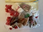 Vintage Flocked Teddy Bear Assortment 1  Christmas Bears Lot Of 12 Crafts