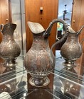  19th Century Antique Persian Intricately Engraved Tinned Copper Ewer Water Jug 