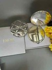 Dior Silver Cannage Metal Double Sided Mirror And Lipstick Set New In Box