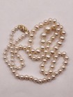 Vintage 14k Gold Filigree Clasp White Cultured Pearl Necklace Hand Knotted